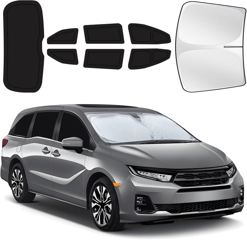 JASVIC Car Window Shades for Honda Odyssey 2018-2024, 8pcs Privacy Sun Shade Set for Front Windshield Side and Rear Windows, Full Window Covers Keeps Vehicle Cool for Camping Napping - Image 1